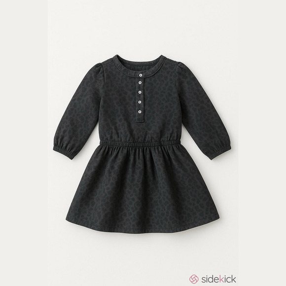 Carter’s casual twirl bodysuit dress Girl 4T midnight leopard print front button - Picture 1 of 12